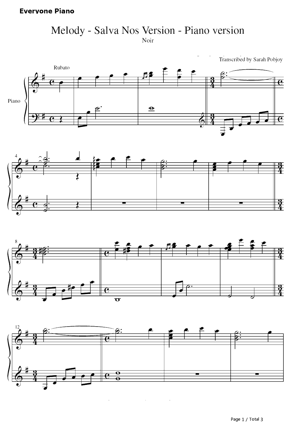 Melody钢琴谱-梶浦由记 贝田由里子-黑街二人组OST1