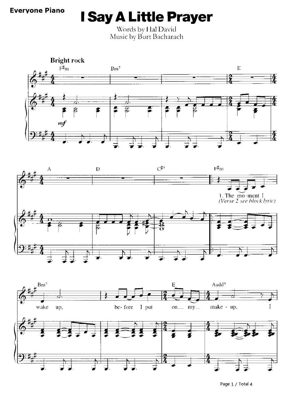 I Say a Little Prayer钢琴谱-ArethaFranklin 1