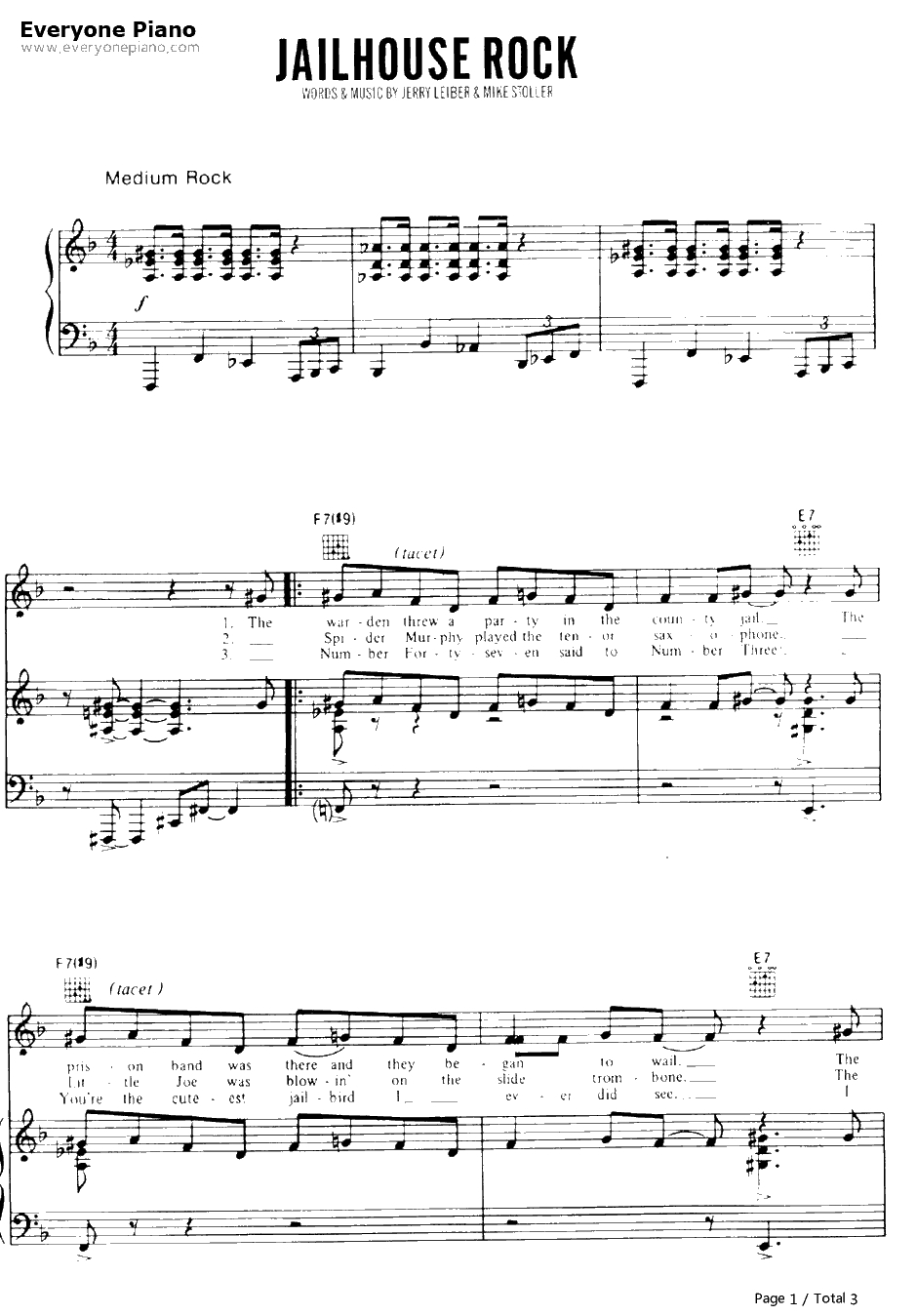 Jailhouse Rock钢琴谱-ElvisPresley1