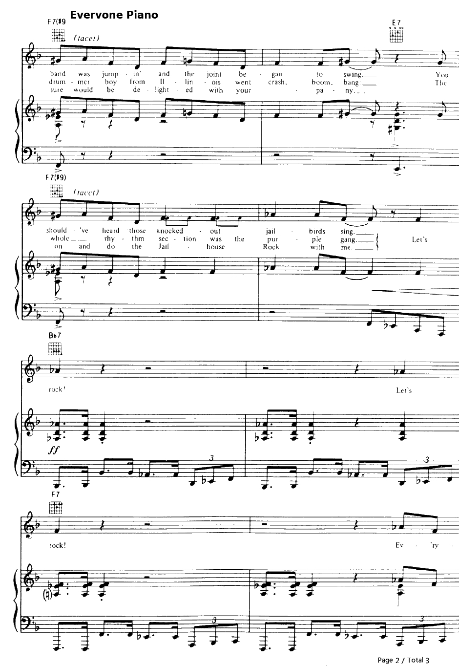 Jailhouse Rock钢琴谱-ElvisPresley2