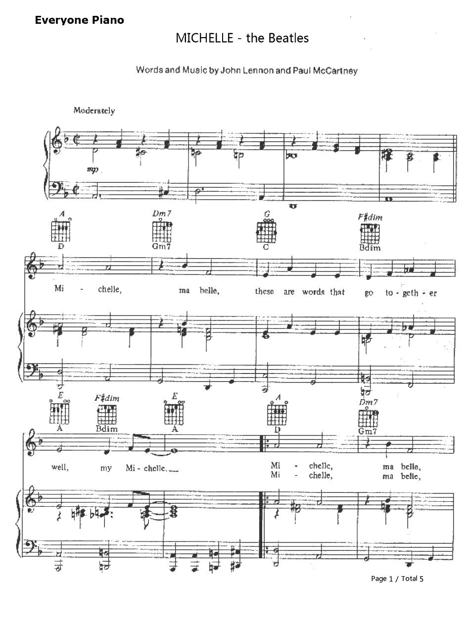 Michelle钢琴谱-TheBeatles1
