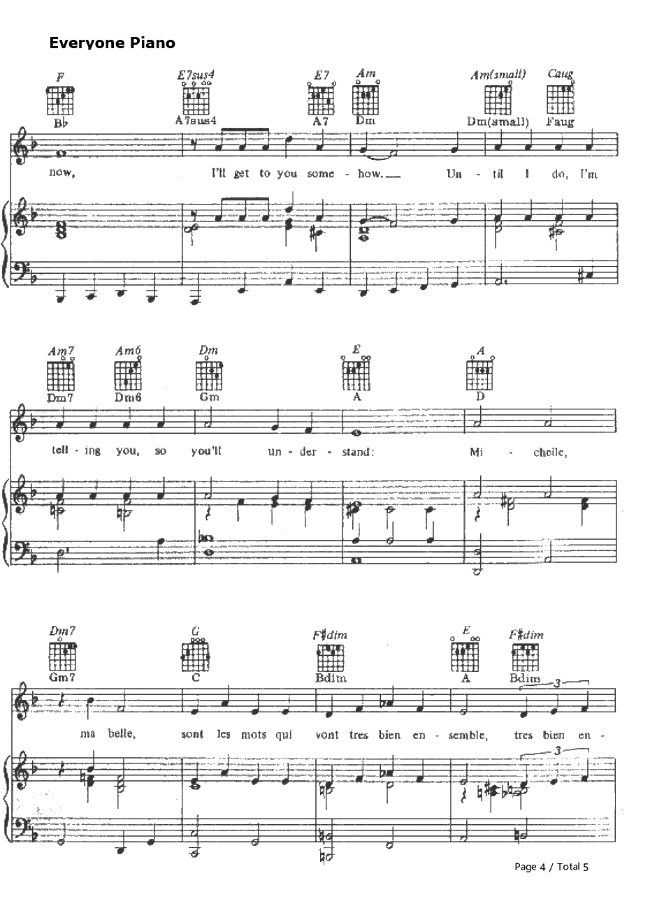 Michelle钢琴谱-TheBeatles4