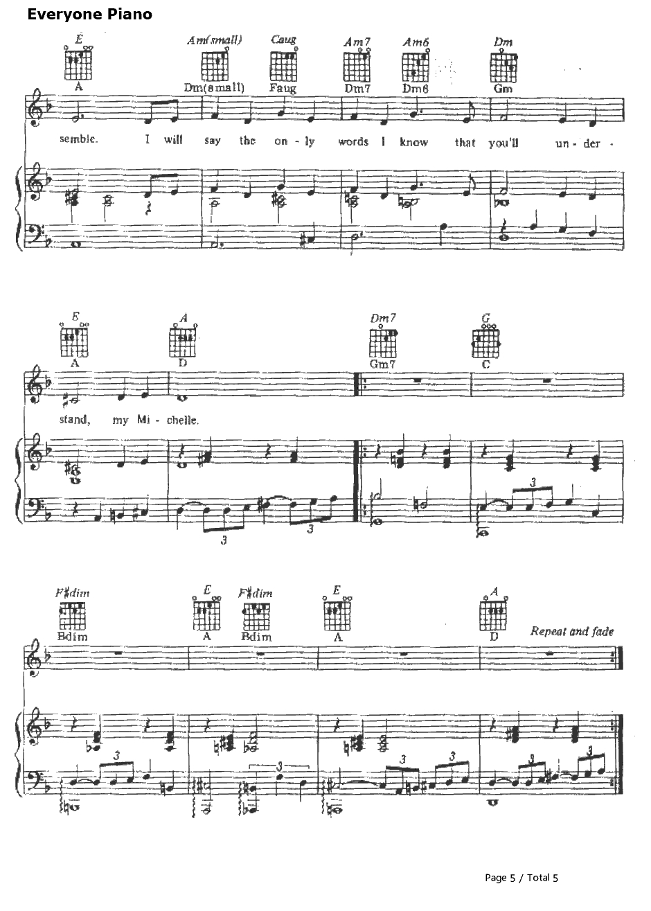 Michelle钢琴谱-TheBeatles5