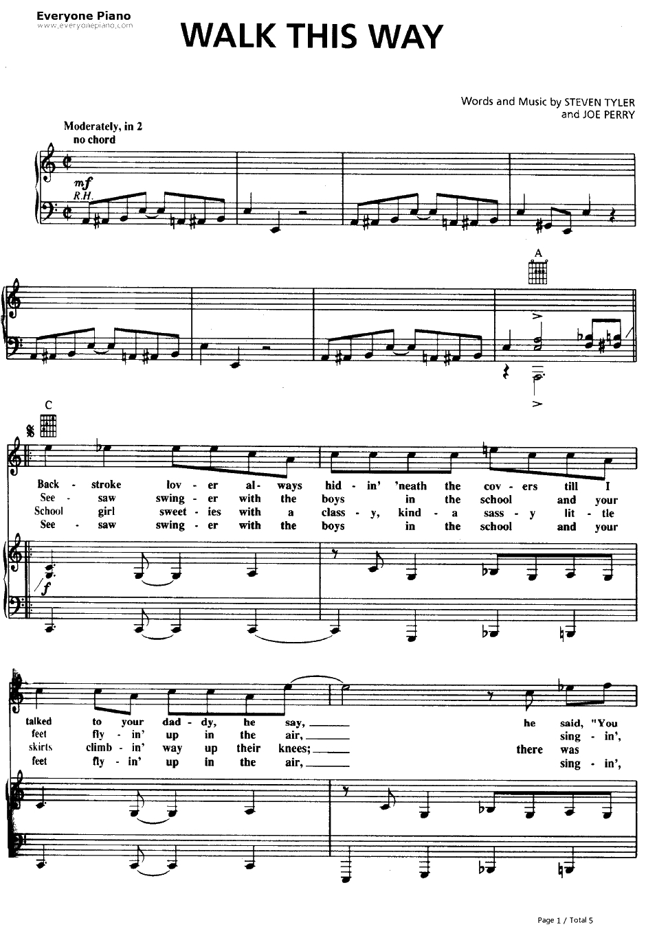 Walk This Way钢琴谱-Aerosmith1