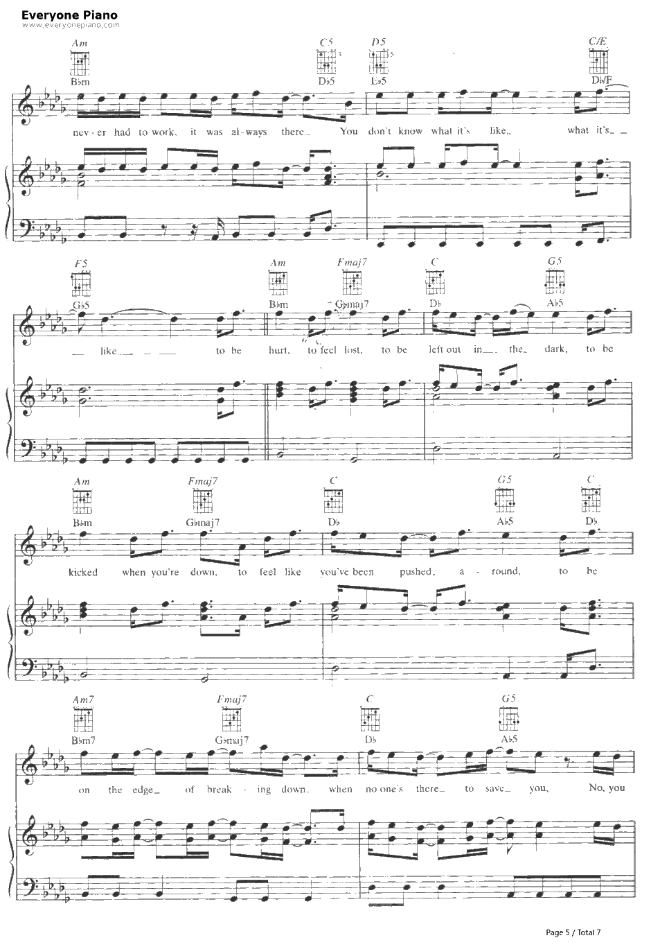 Welcome to My Life钢琴谱-SimplePlan5