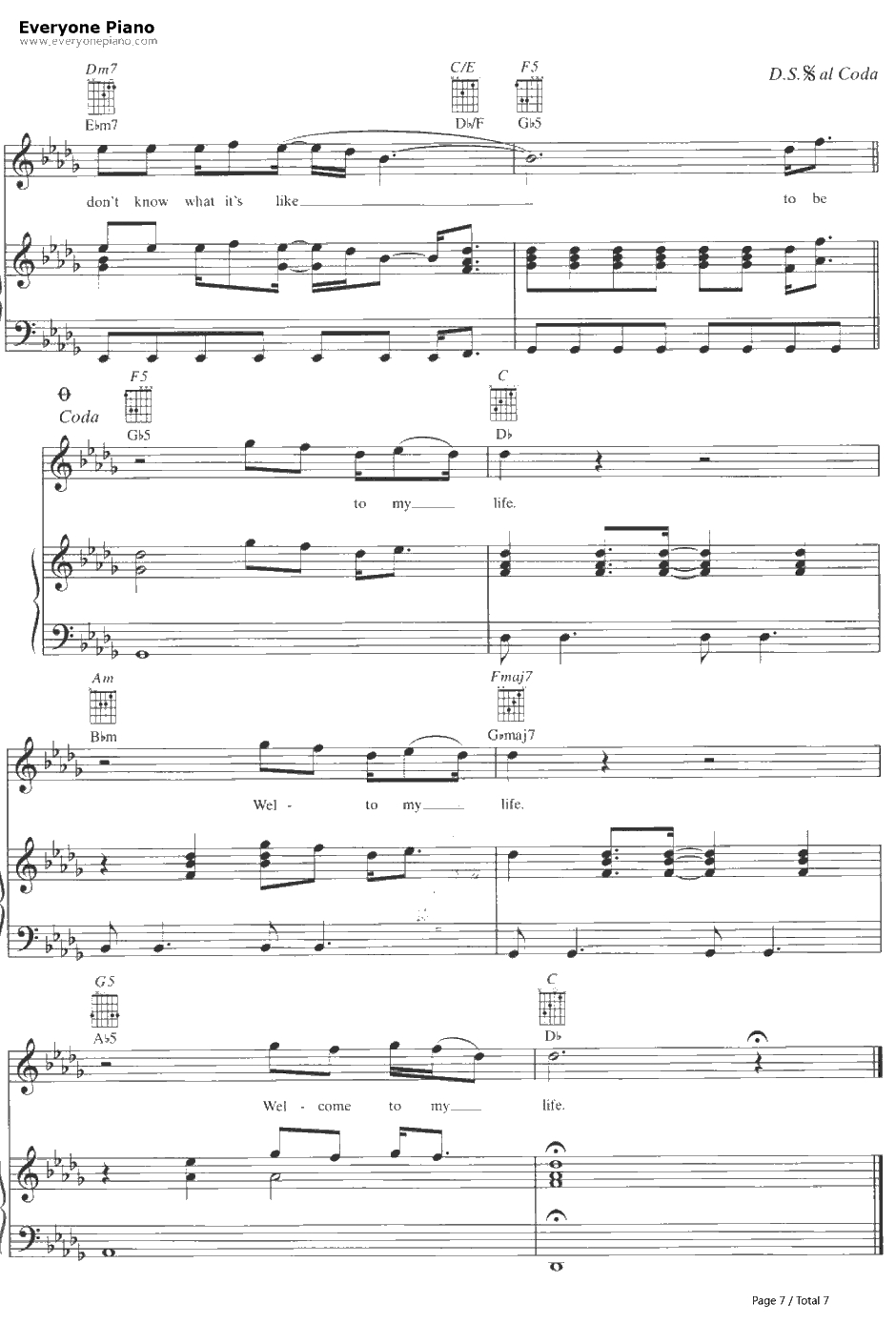 Welcome to My Life钢琴谱-SimplePlan7