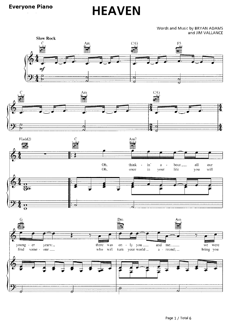 Heaven钢琴谱-BryanAdams1