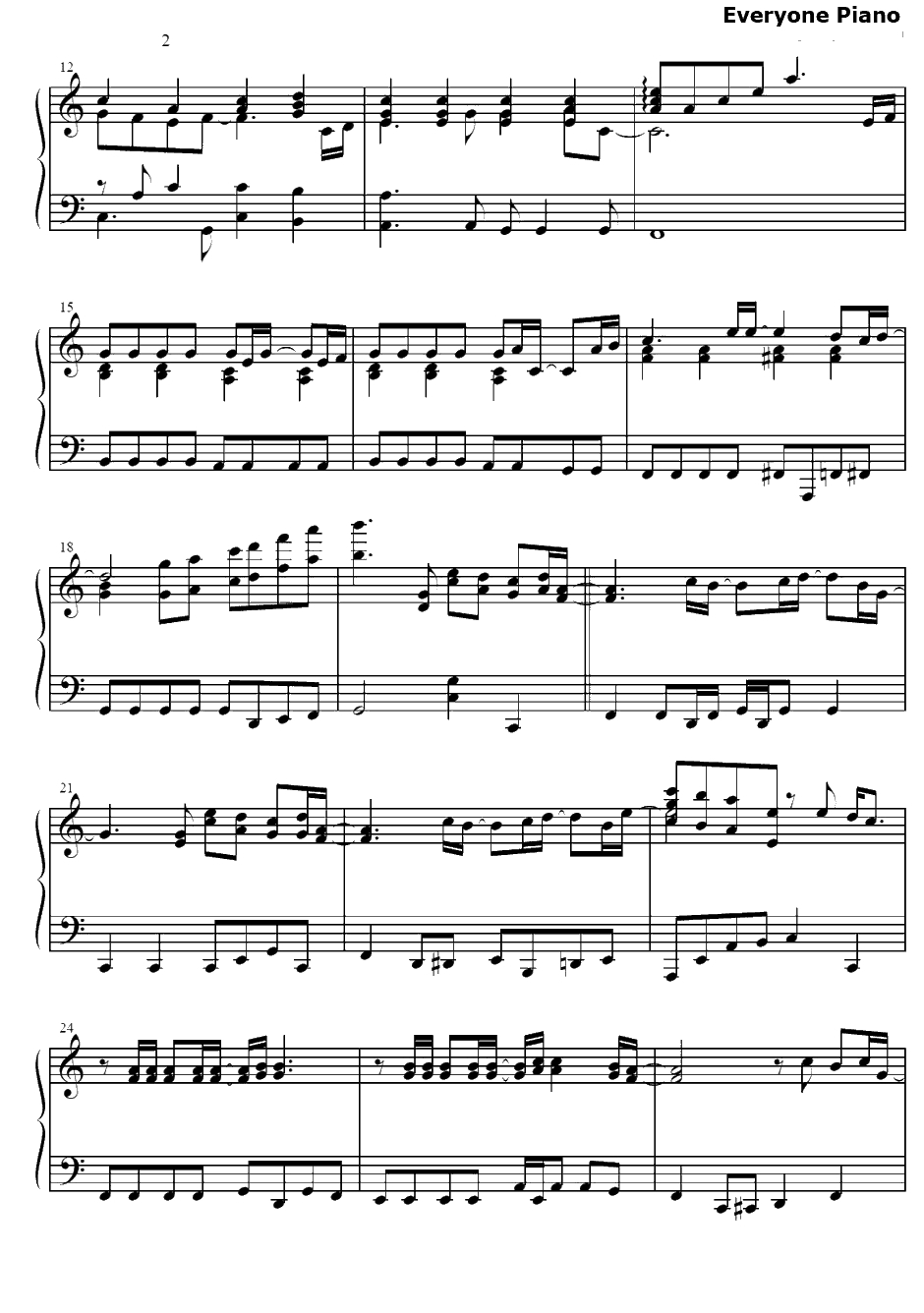 枯れない花钢琴谱-下川美娜-全金属狂潮ED2