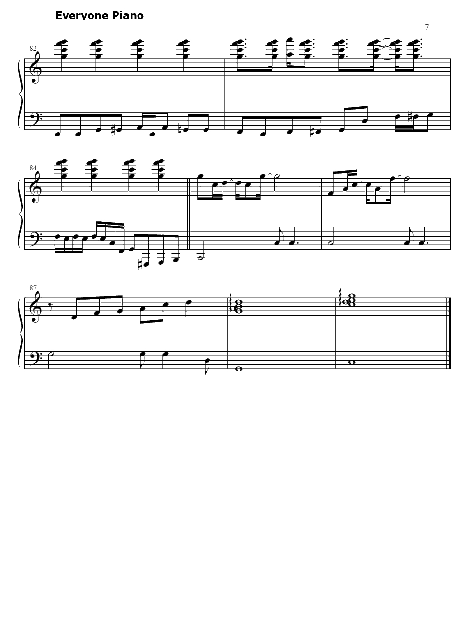 枯れない花钢琴谱-下川美娜-全金属狂潮ED7