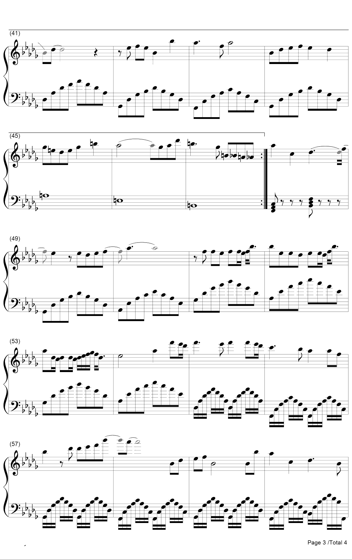 如歌钢琴谱-张杰3