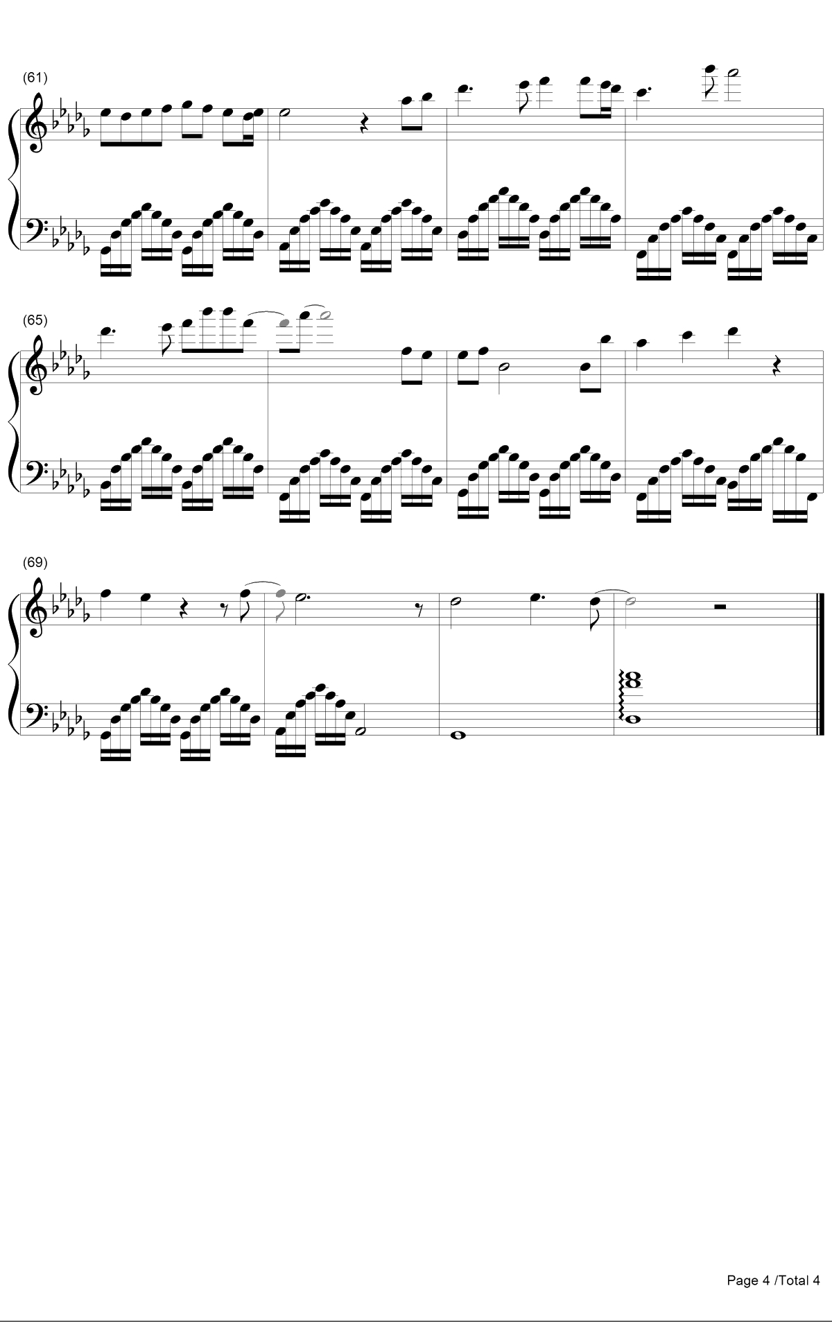 如歌钢琴谱-张杰4