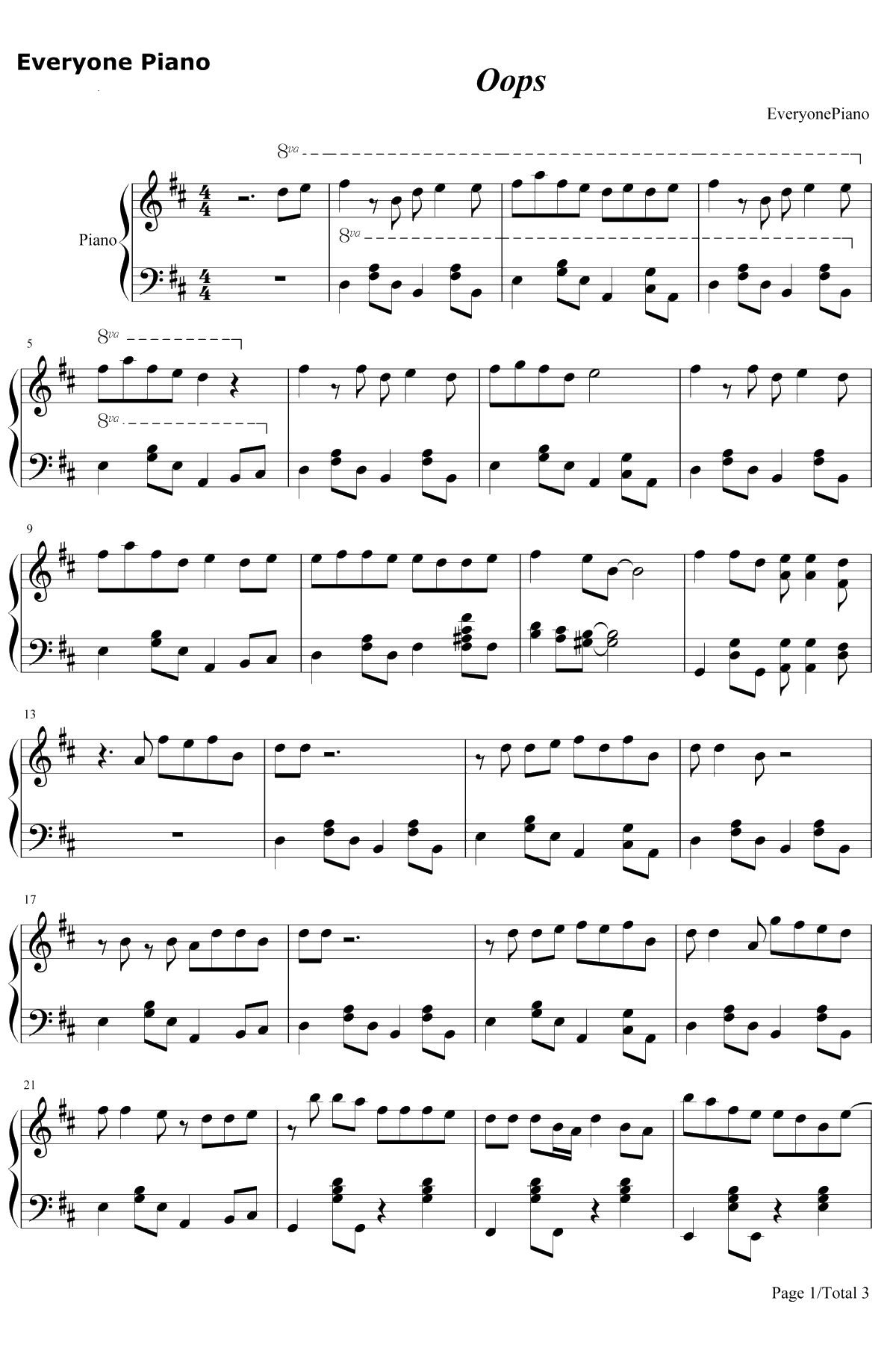 Oops钢琴谱-Little Mix / Charlie Puth1