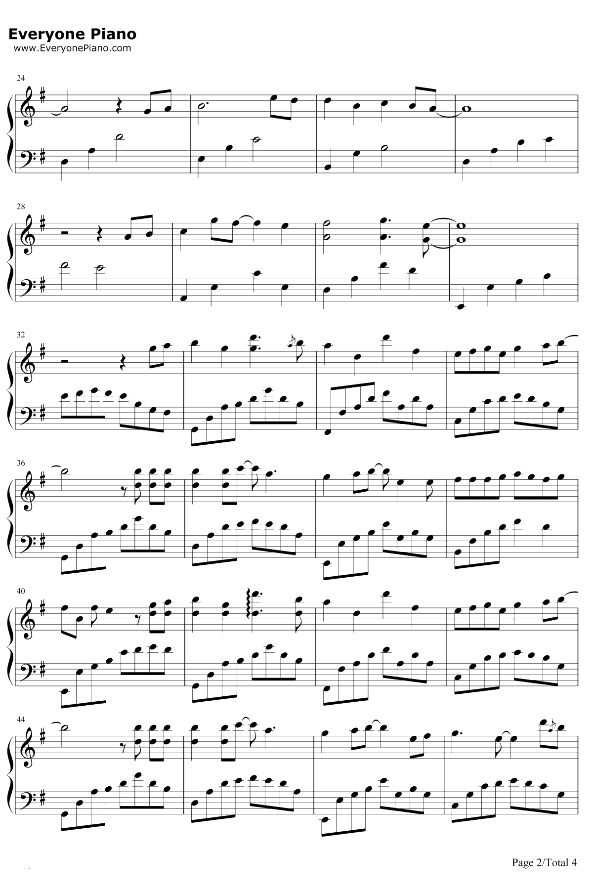 魔鬼中的天使钢琴谱-田馥甄2