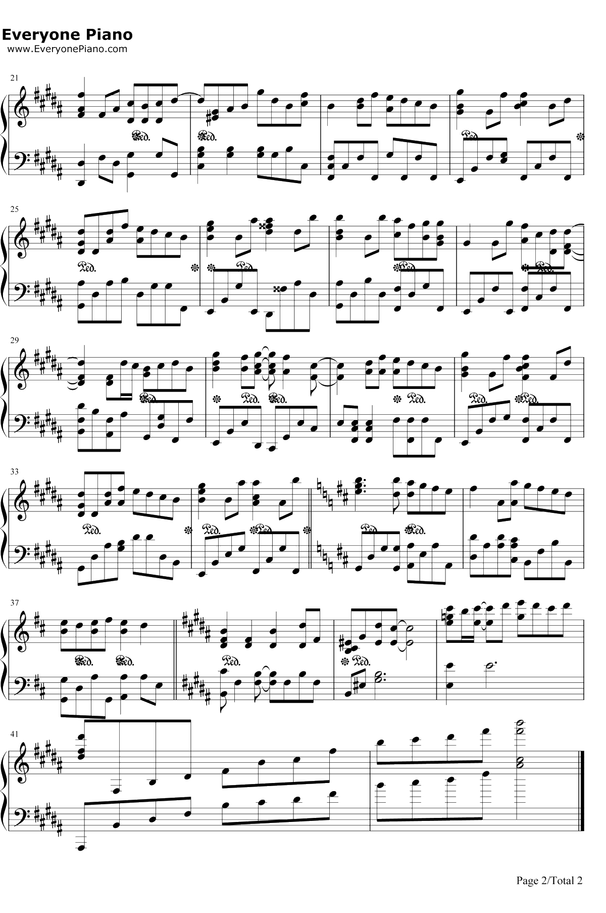 G大调的悲伤钢琴谱-张靓颖2