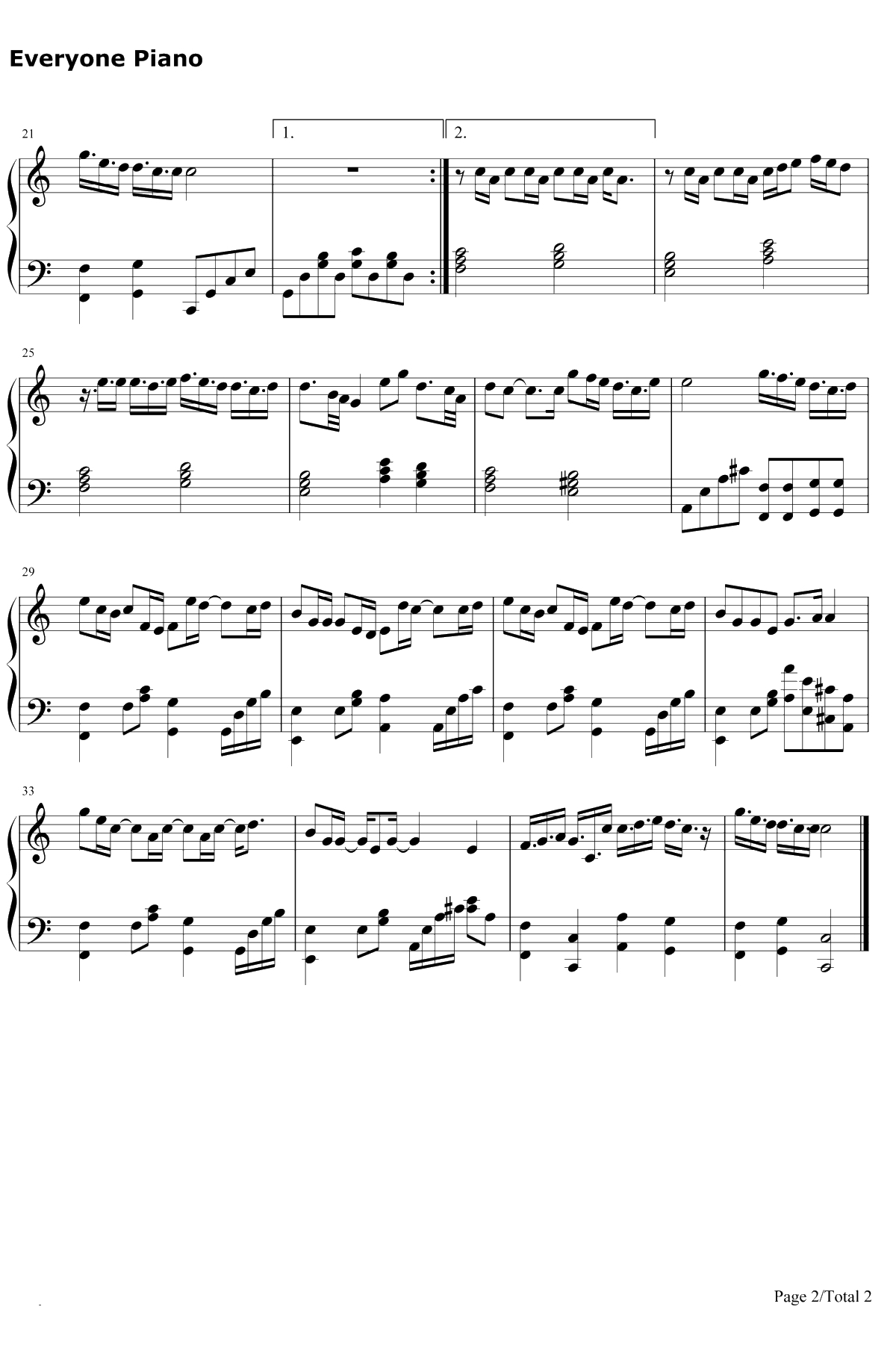 三人游钢琴谱-方大同-冬季恋歌中文版主题曲2