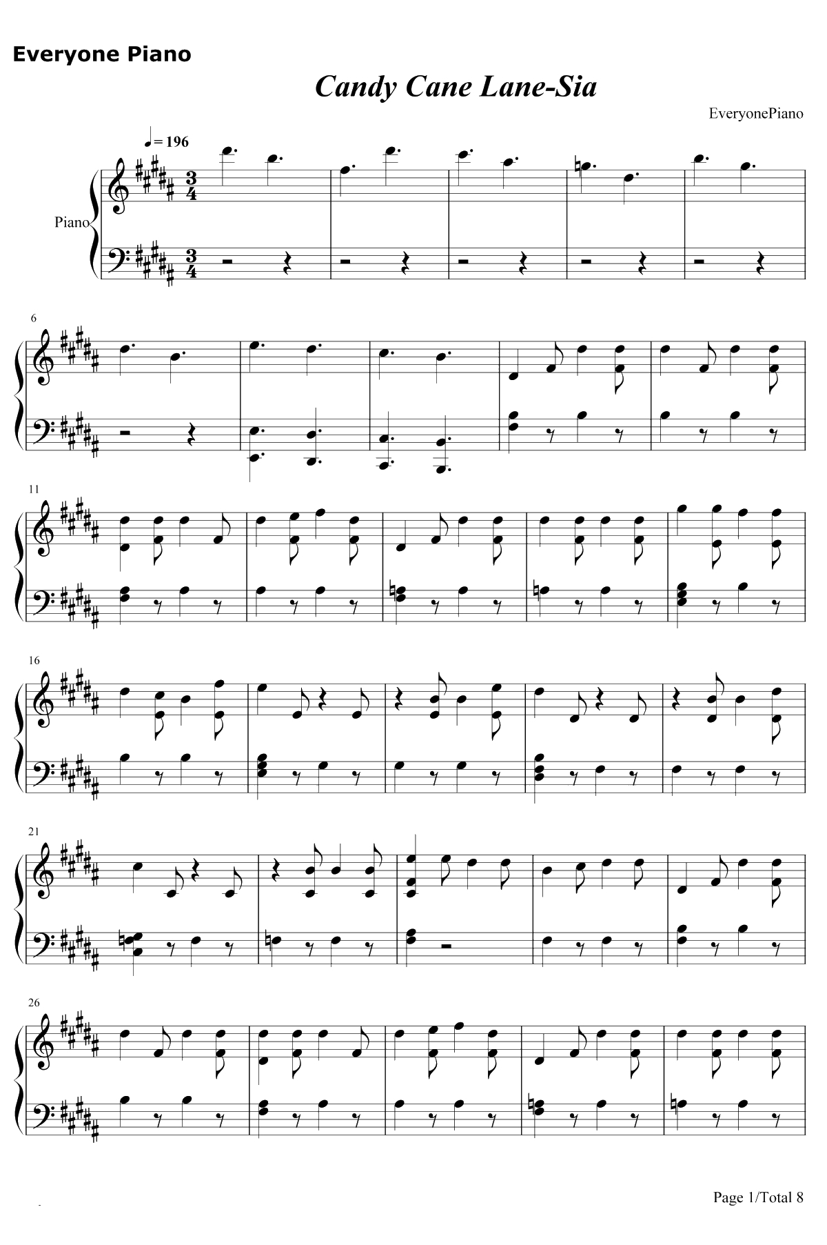 Candy Cane Lane钢琴谱-Sia1