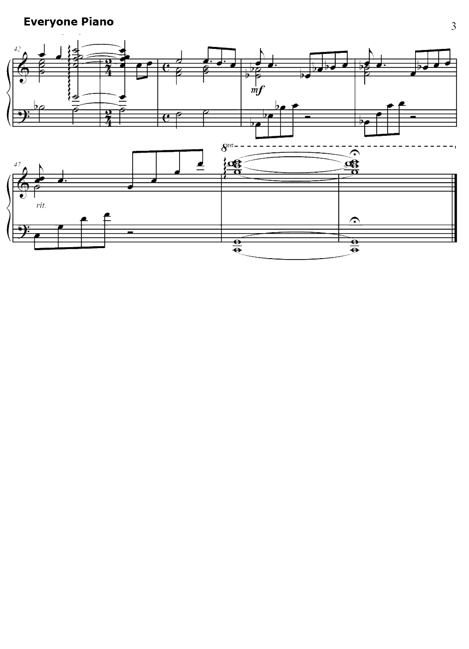 High High High钢琴谱-カサリンチュ-白兔糖ED3