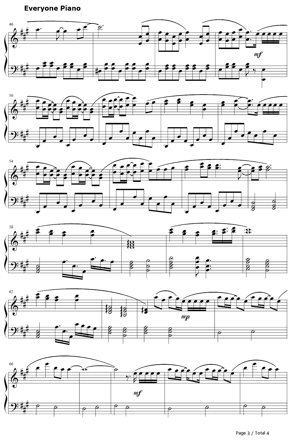 运命の人钢琴谱-藤田麻衣子-苍黑之楔绯色的碎片3OP3