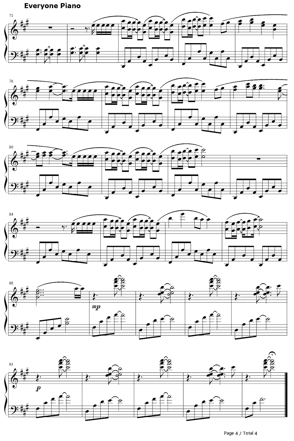 运命の人钢琴谱-藤田麻衣子-苍黑之楔绯色的碎片3OP4