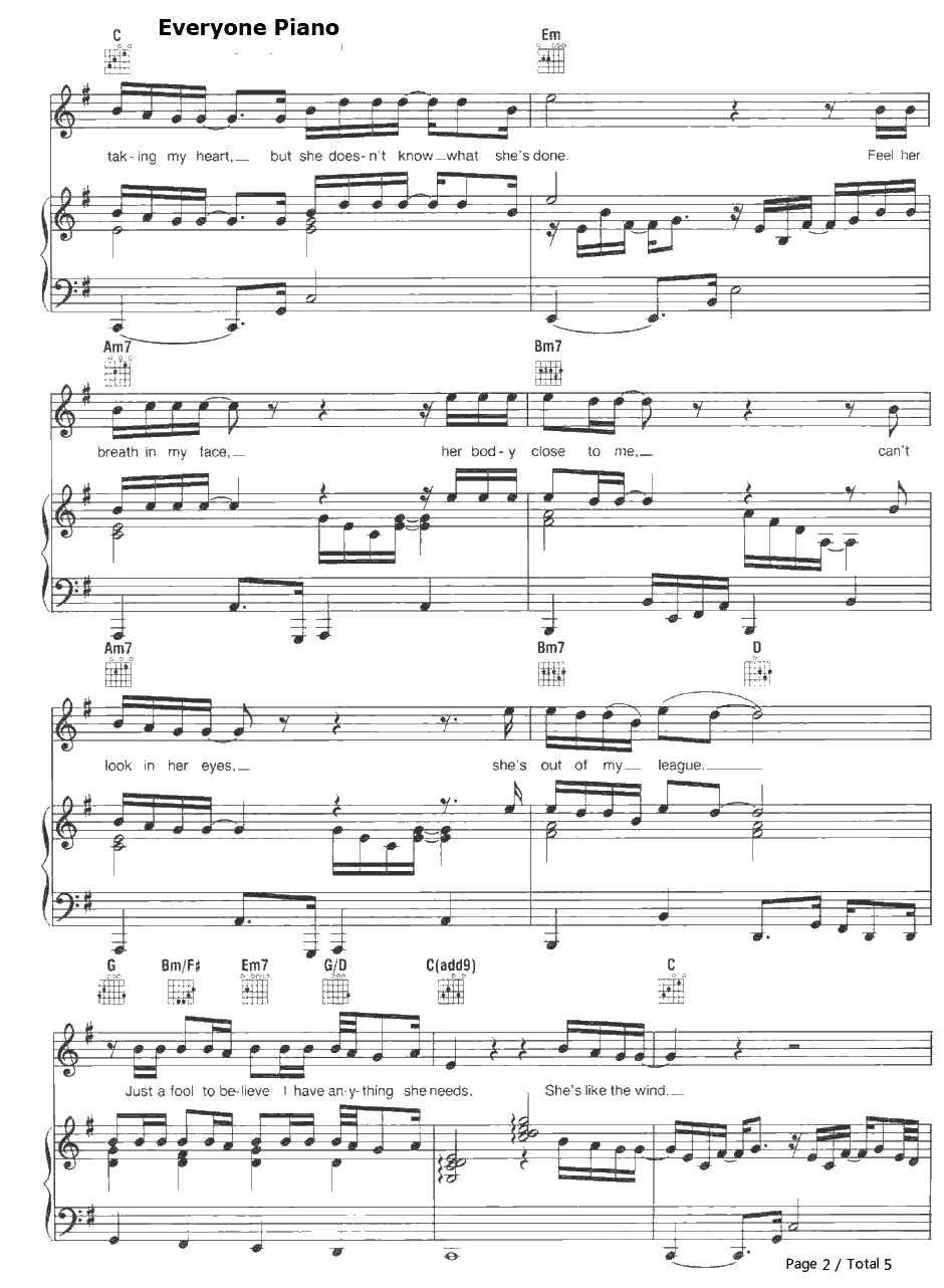 She's Like the Wind钢琴谱-PatrickSwayze-DirtyDancingOST2