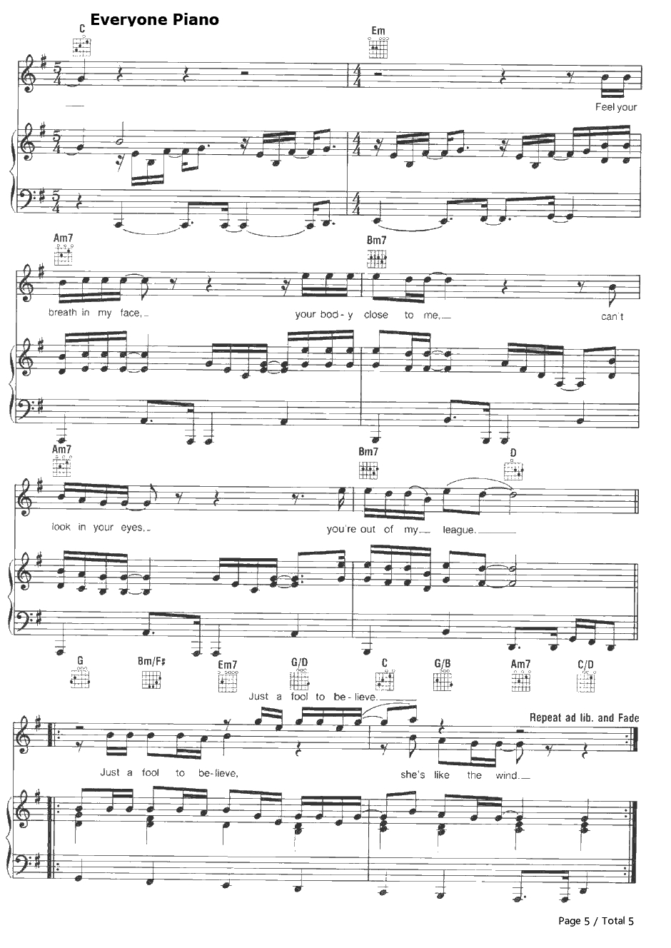 She's Like the Wind钢琴谱-PatrickSwayze-DirtyDancingOST5