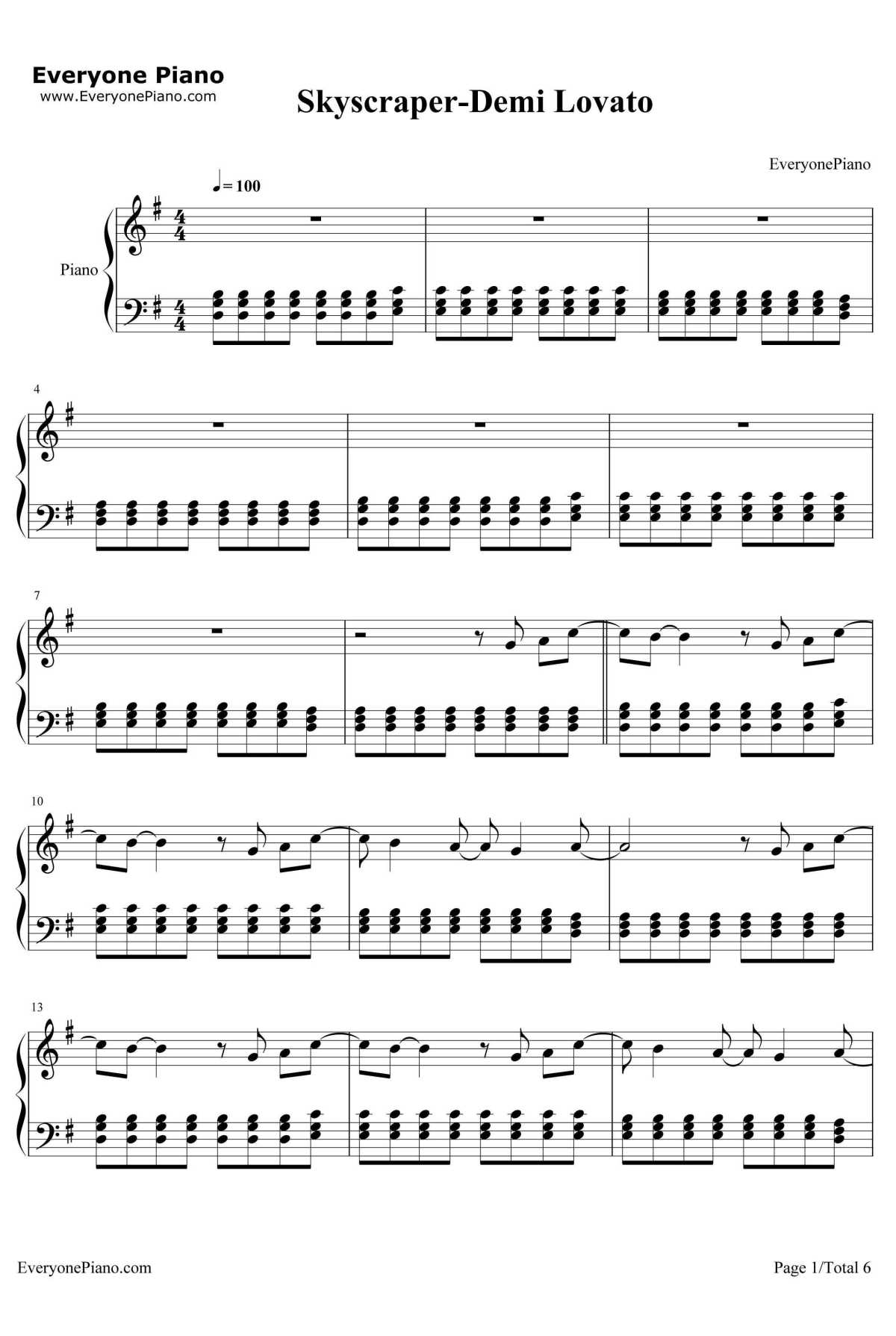 Skyscraper钢琴谱-DemiLovato1