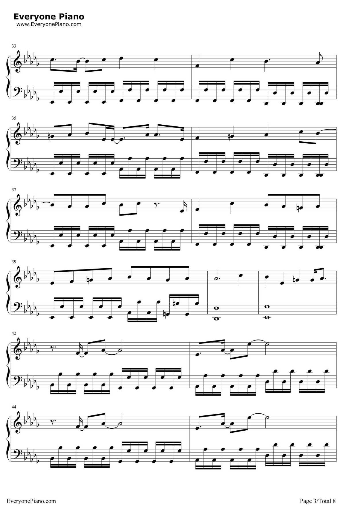 平行線钢琴谱-酸欠少女-TV动画《人渣的本愿》片尾曲3