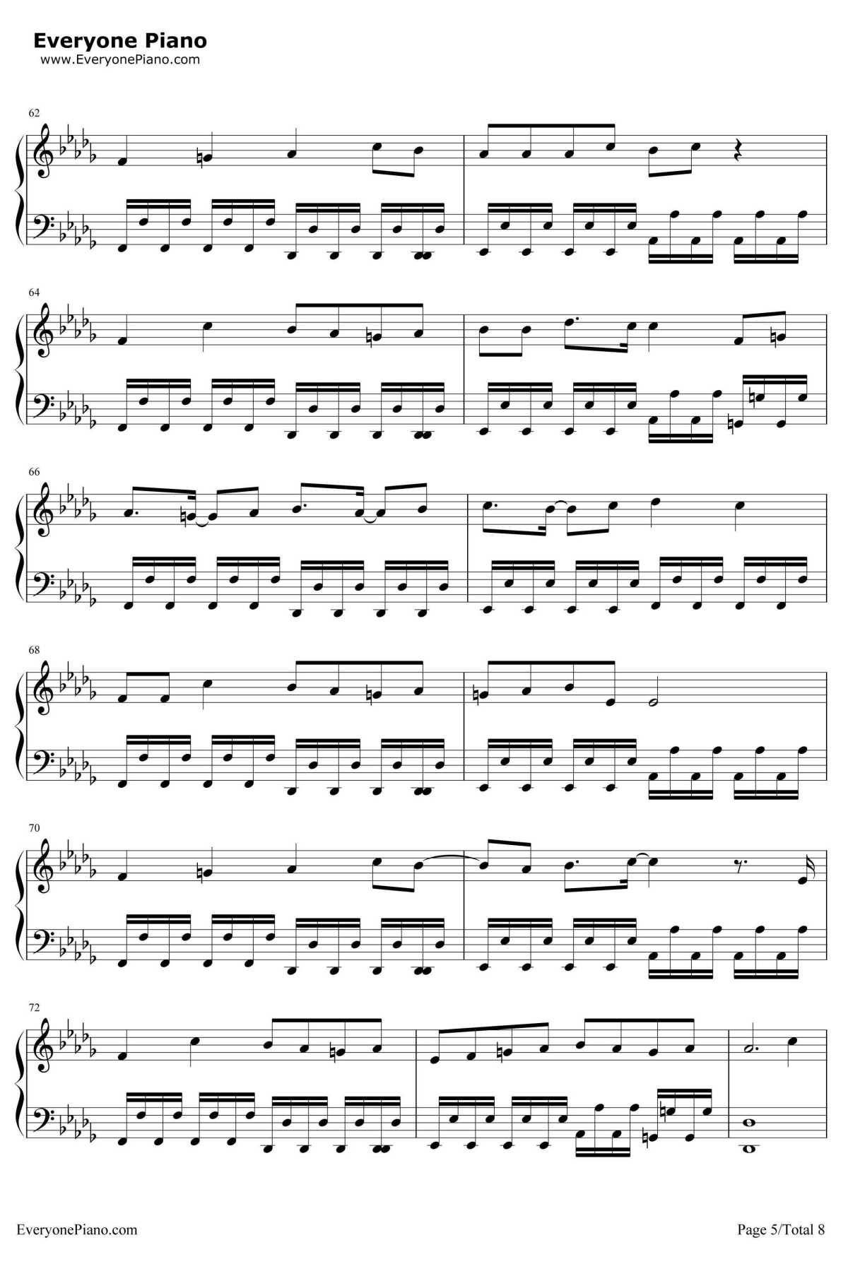 平行線钢琴谱-酸欠少女-TV动画《人渣的本愿》片尾曲5