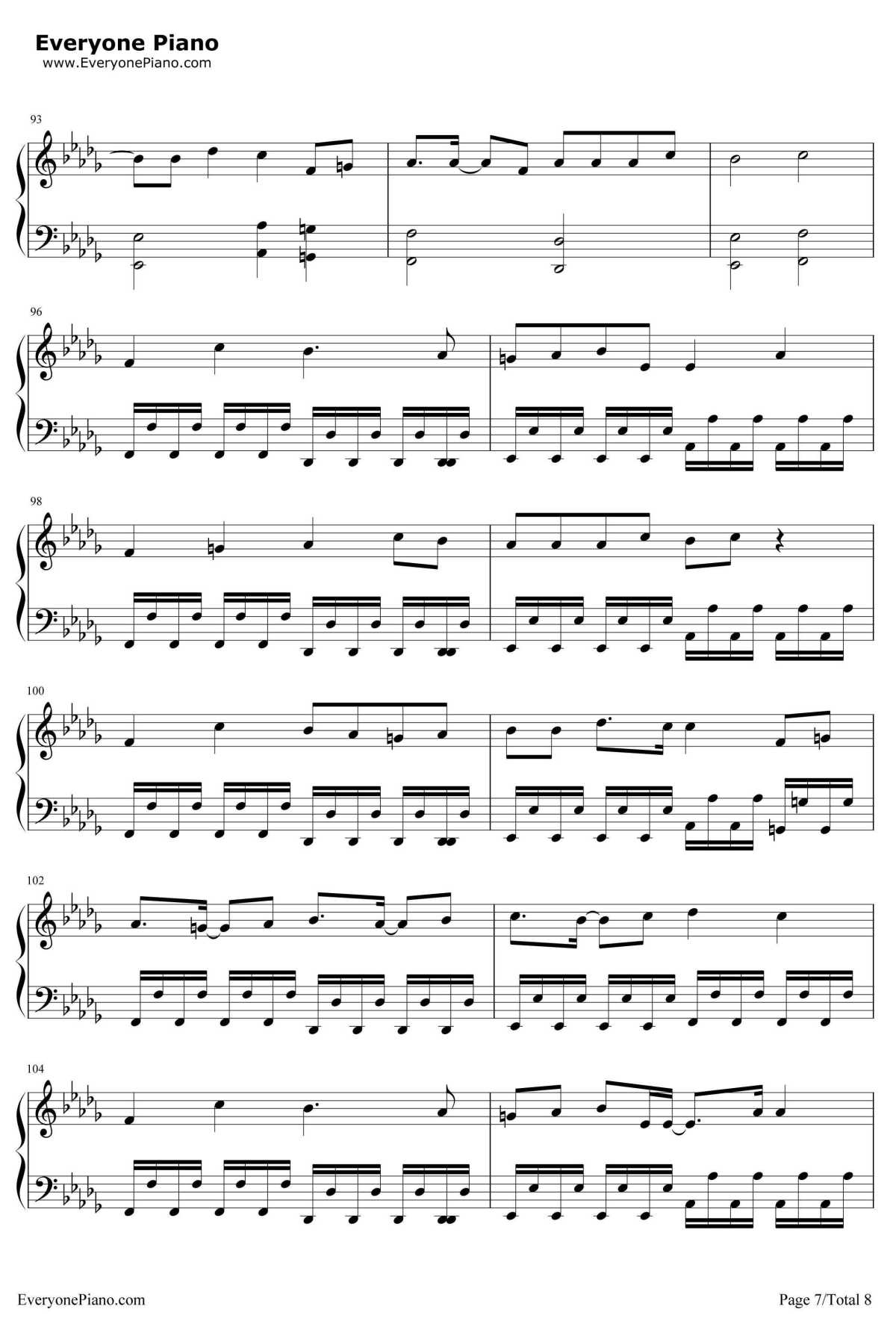 平行線钢琴谱-酸欠少女-TV动画《人渣的本愿》片尾曲7