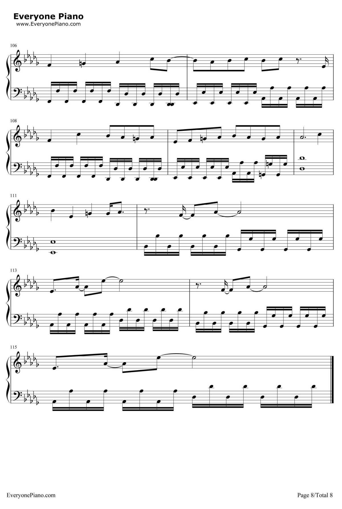 平行線钢琴谱-酸欠少女-TV动画《人渣的本愿》片尾曲8