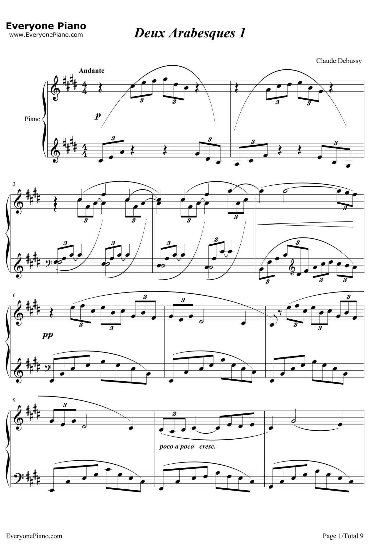 ArabesqueNo.1钢琴谱-ClaudeDebussy 1