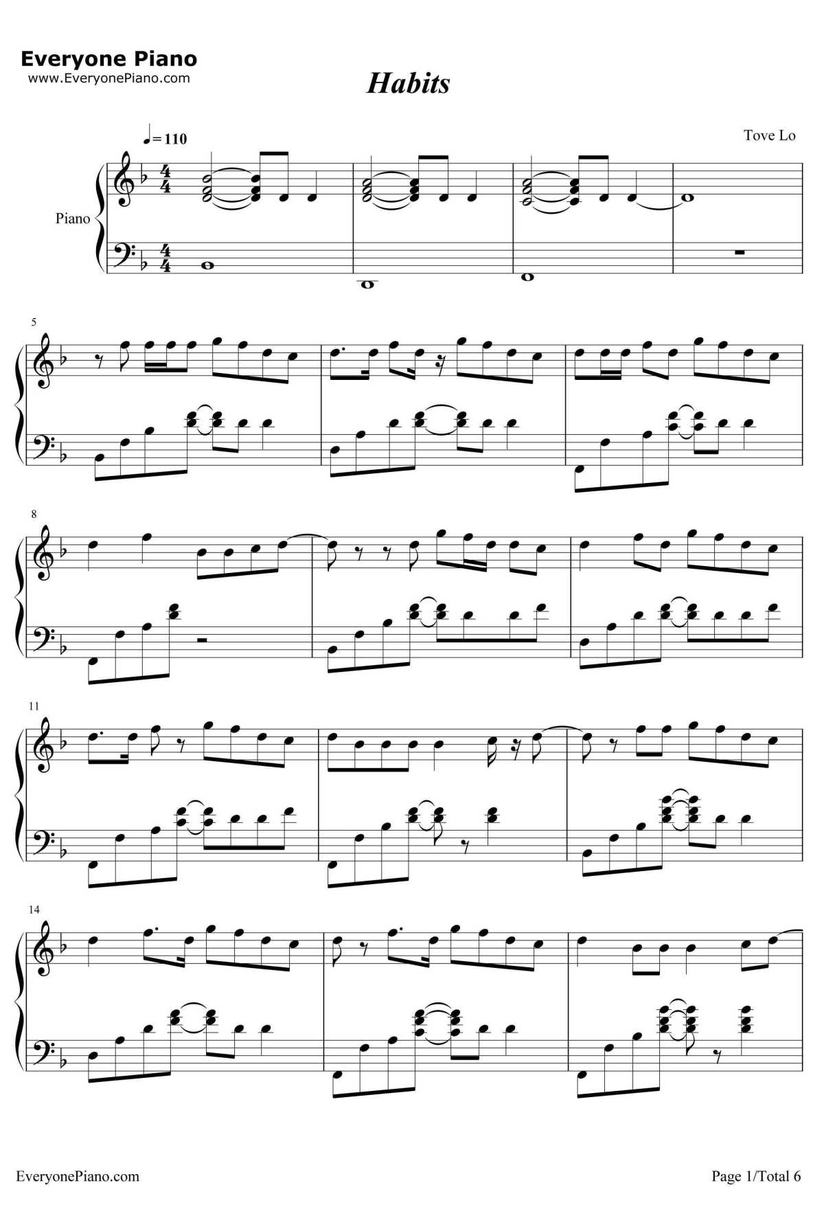 Habits(StayHigh)钢琴谱-ToveLo1