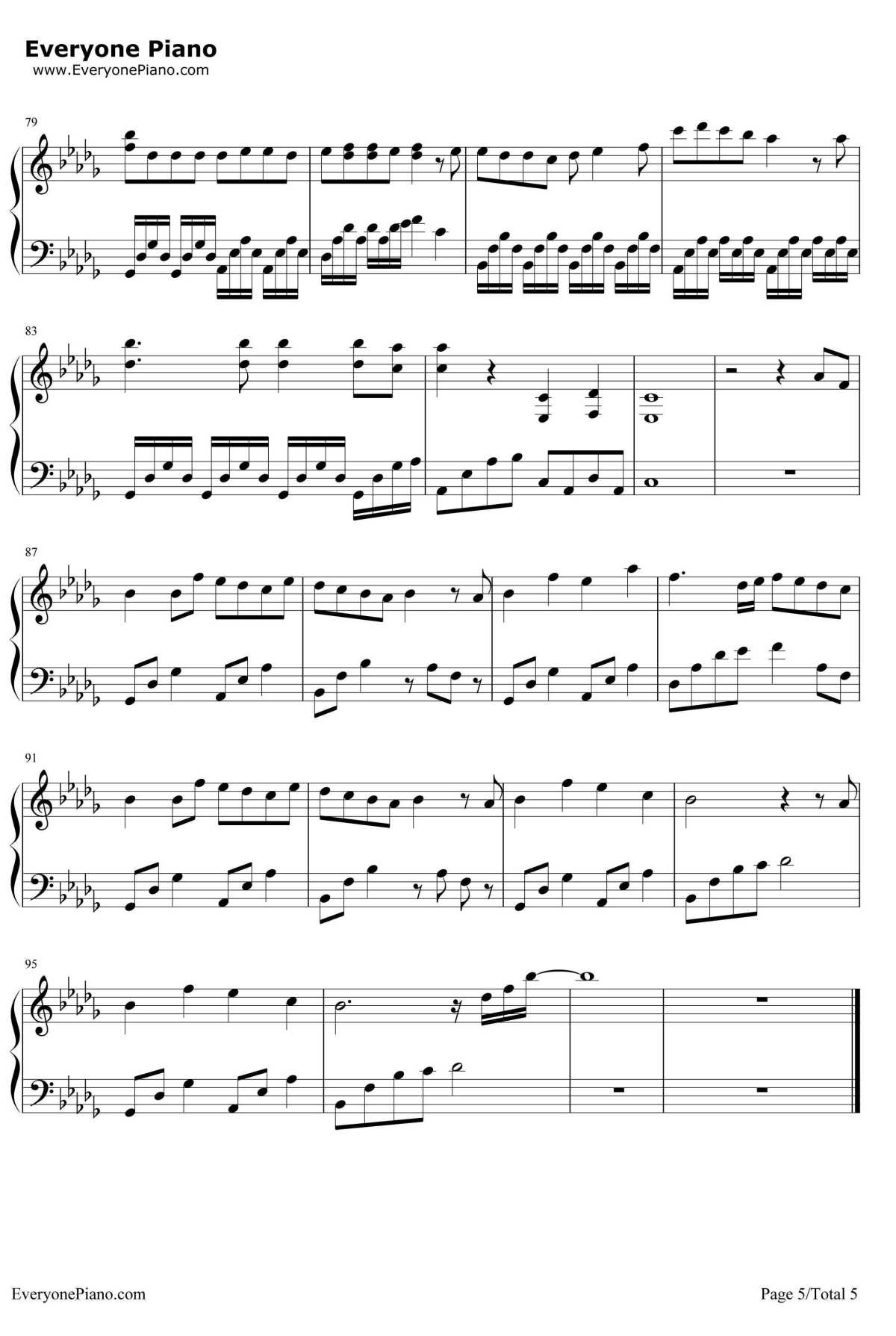 眉间雪钢琴谱-晴愔-剑网3剧情歌5