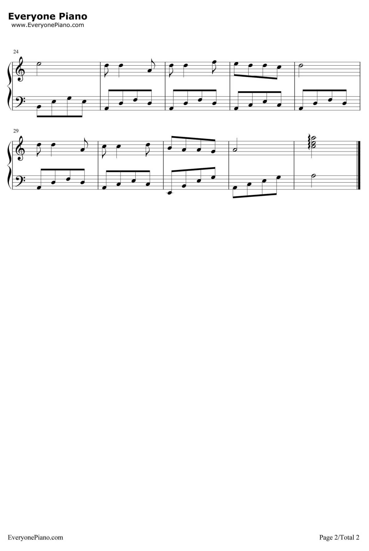 小草钢琴谱-董文华2