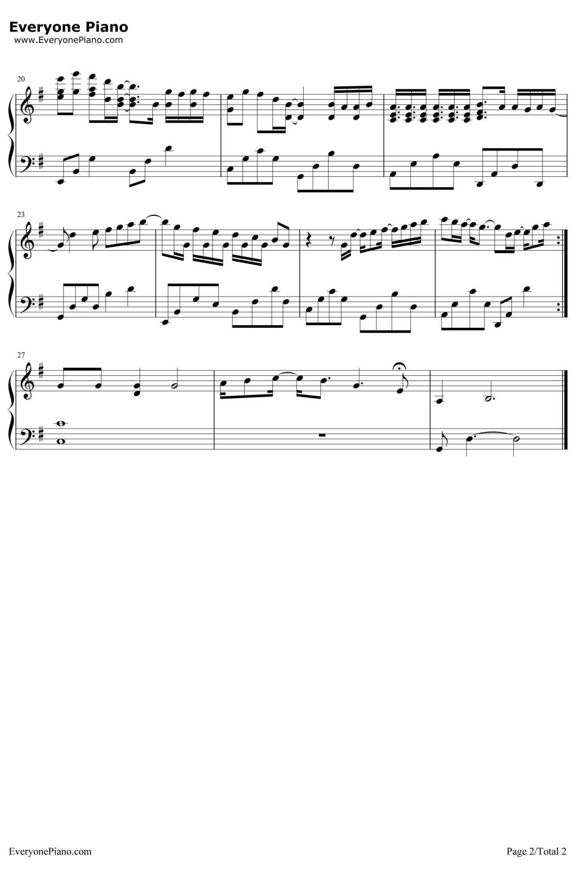 不再联系钢琴谱-程响夏天alex2