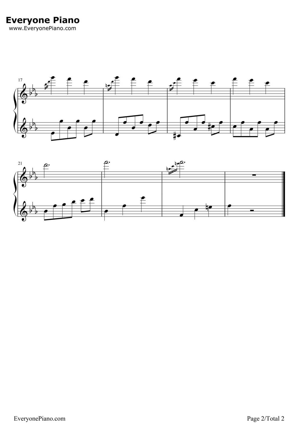 こわれかけのオルゴール钢琴谱-佐藤ひろ美-快要坏掉的八音盒主题曲2