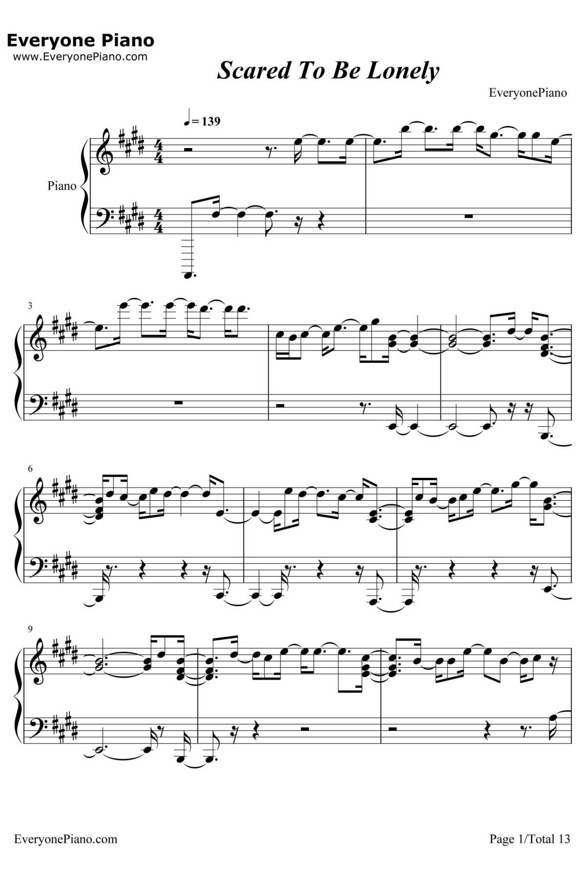 Scared To Be Lonely钢琴谱-MartinGarrixDuaLipa1