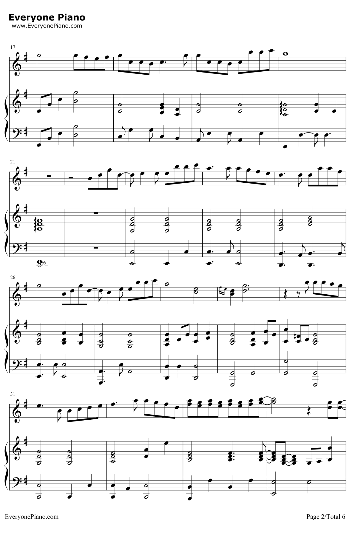 手心的蔷薇钢琴谱-林俊杰邓紫棋2