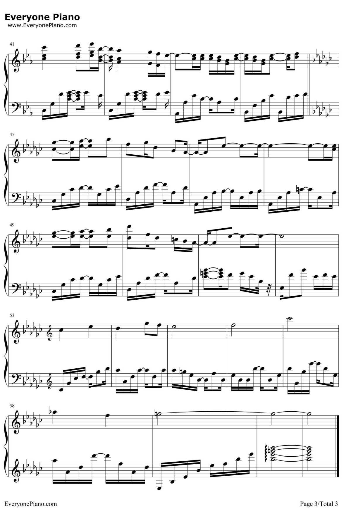 Brave Song钢琴谱-多田葵-AngelBeats!片尾曲3