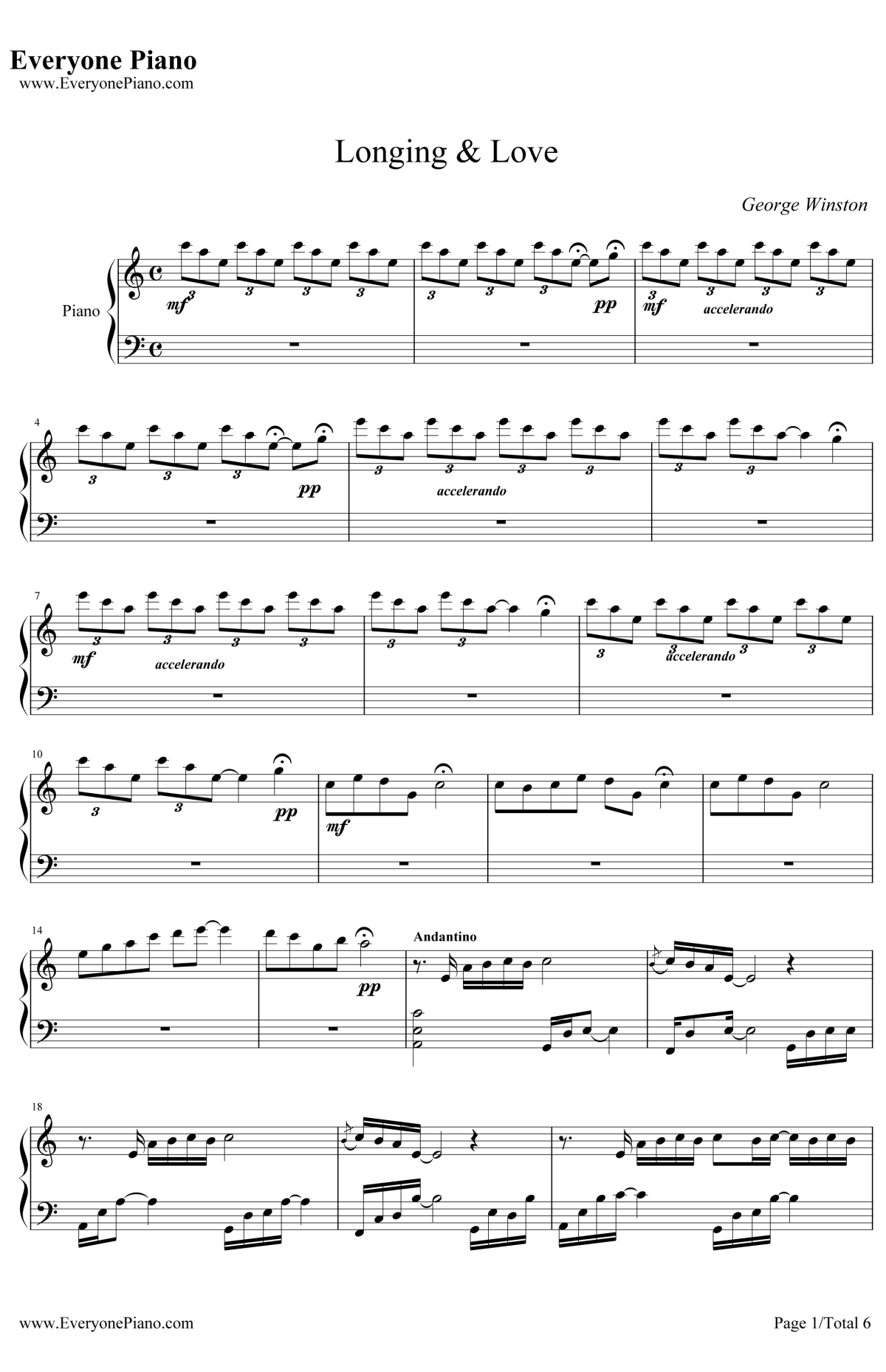 Longing Love钢琴谱-GeorgeWinston乔治温斯顿1