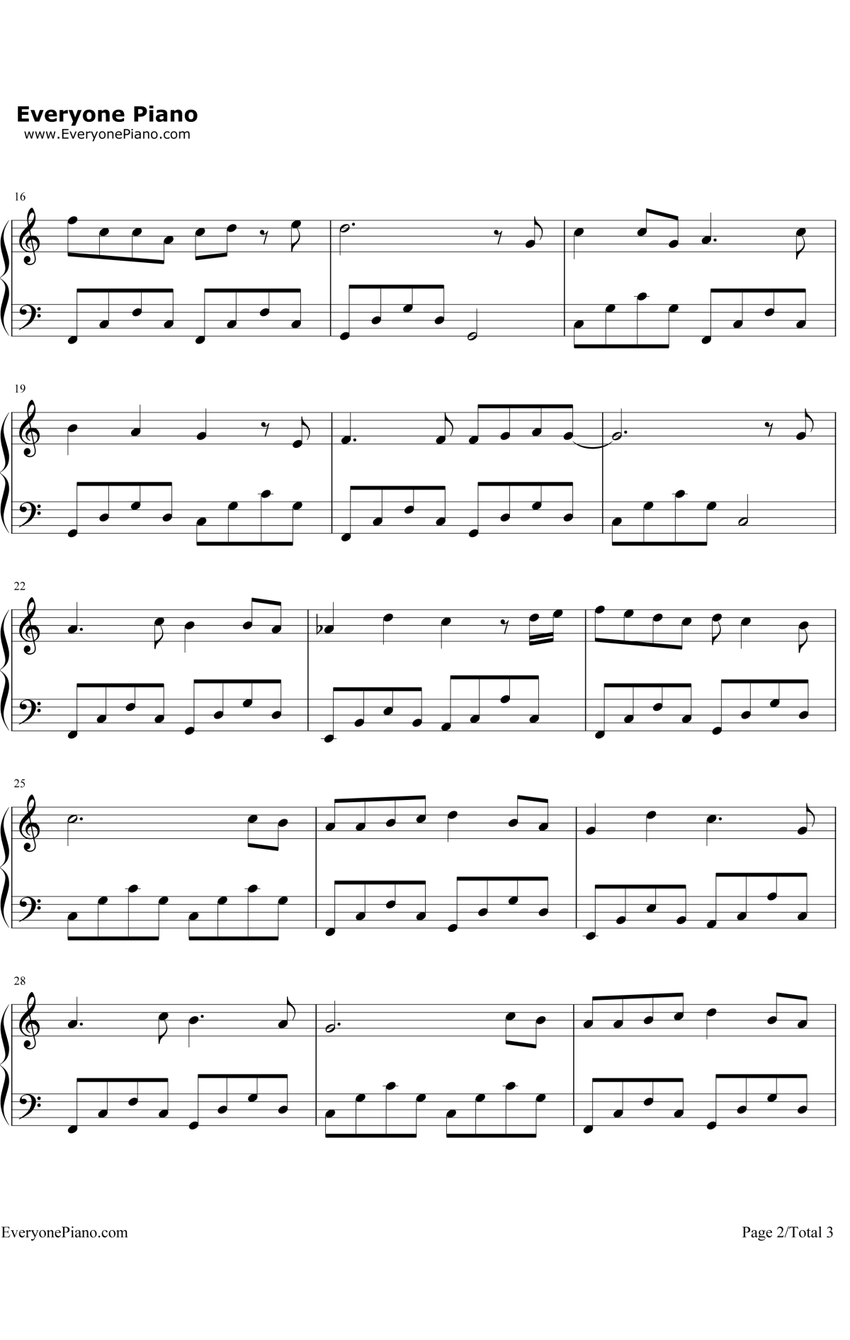 魔法城堡钢琴谱 -TFBOYS2