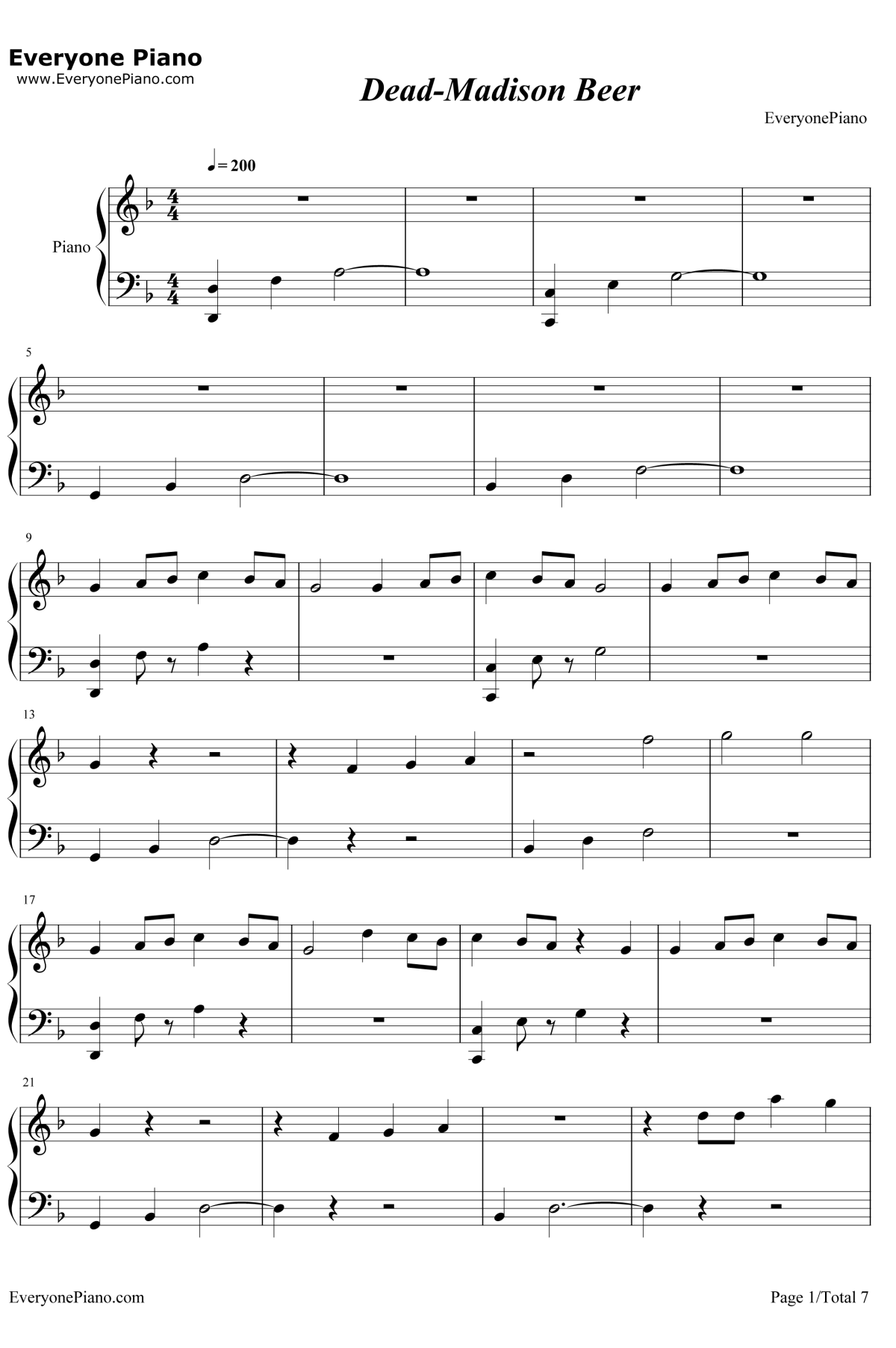 Dead钢琴谱-MadisonBeer1