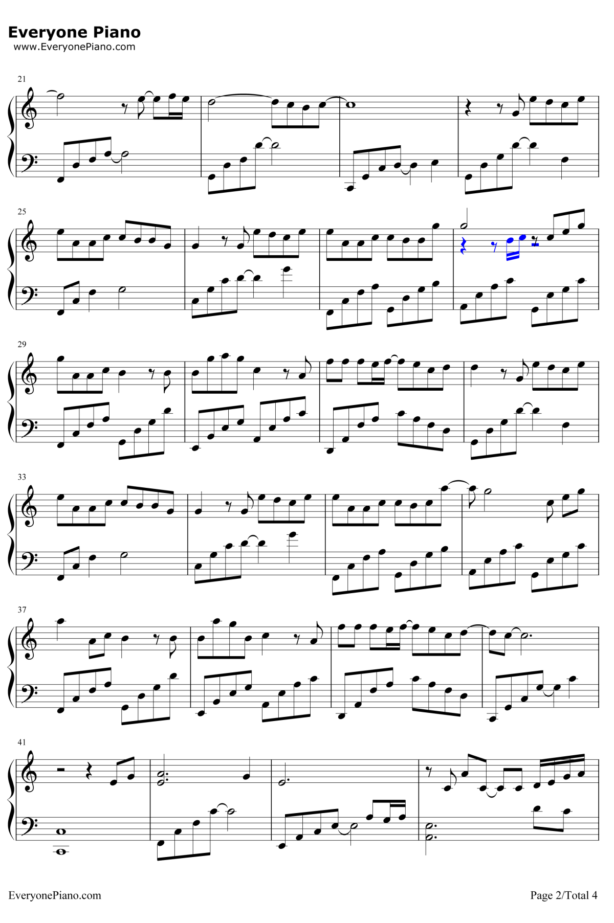 裂缝中的阳光钢琴谱 -林俊杰2