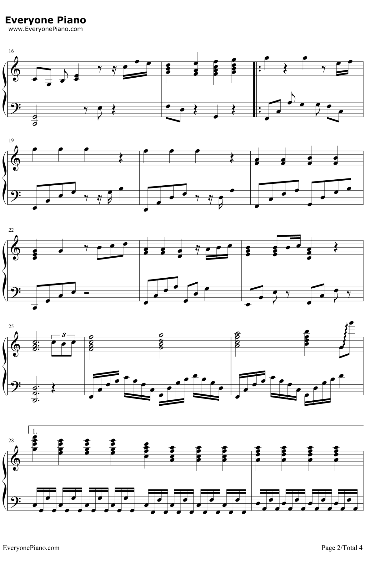 你是我的眼伴奏谱钢琴谱 -林宥嘉陈康令2