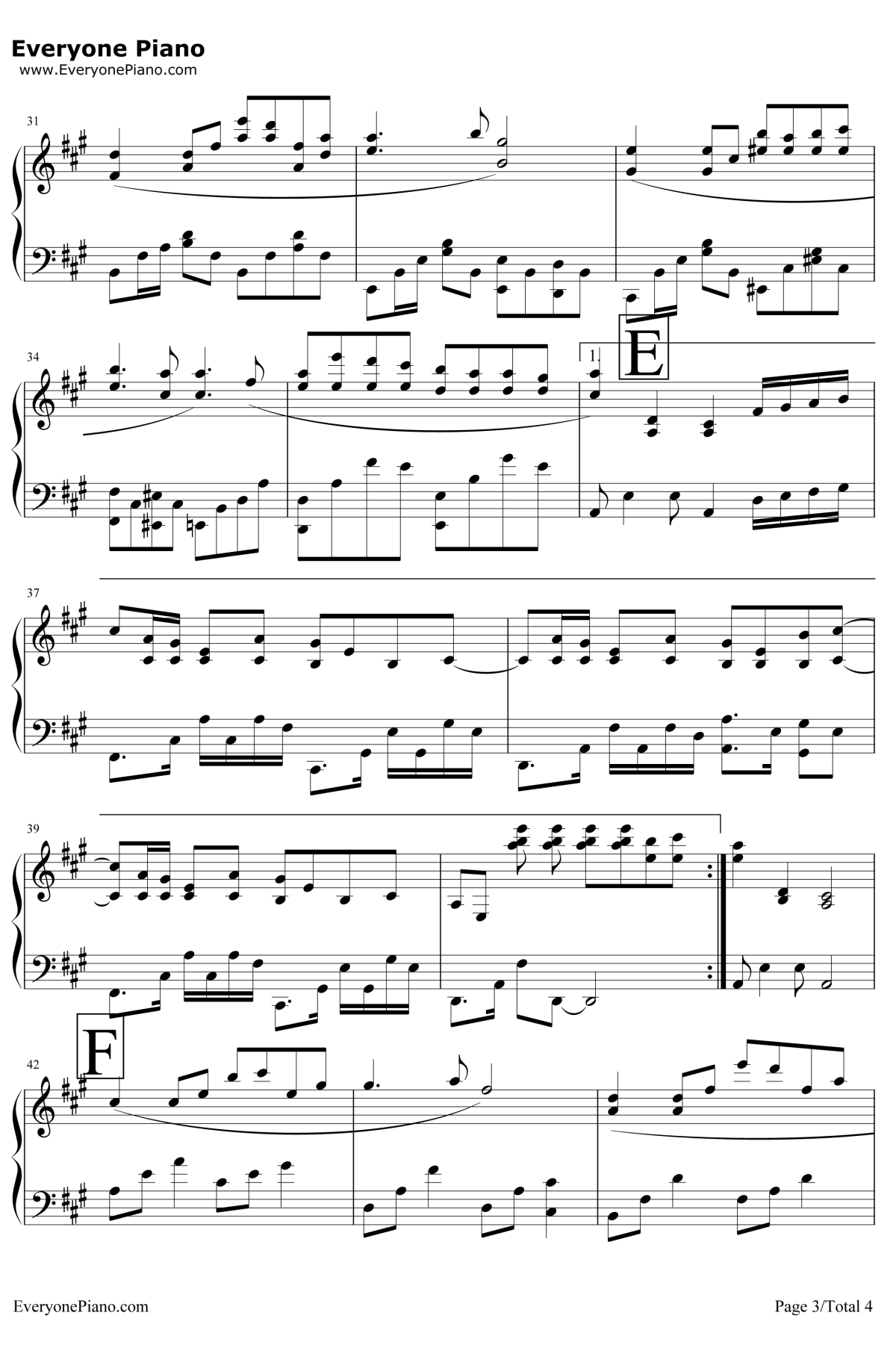 亲爱的那不是爱情钢琴谱 -张韶涵3