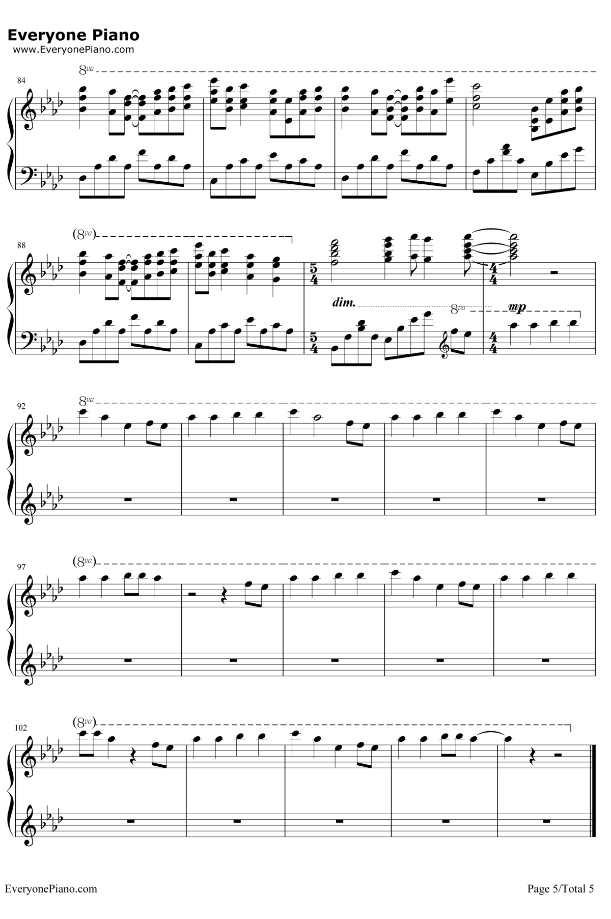 团子大家族钢琴谱-茶太-CLANNAD主题曲5