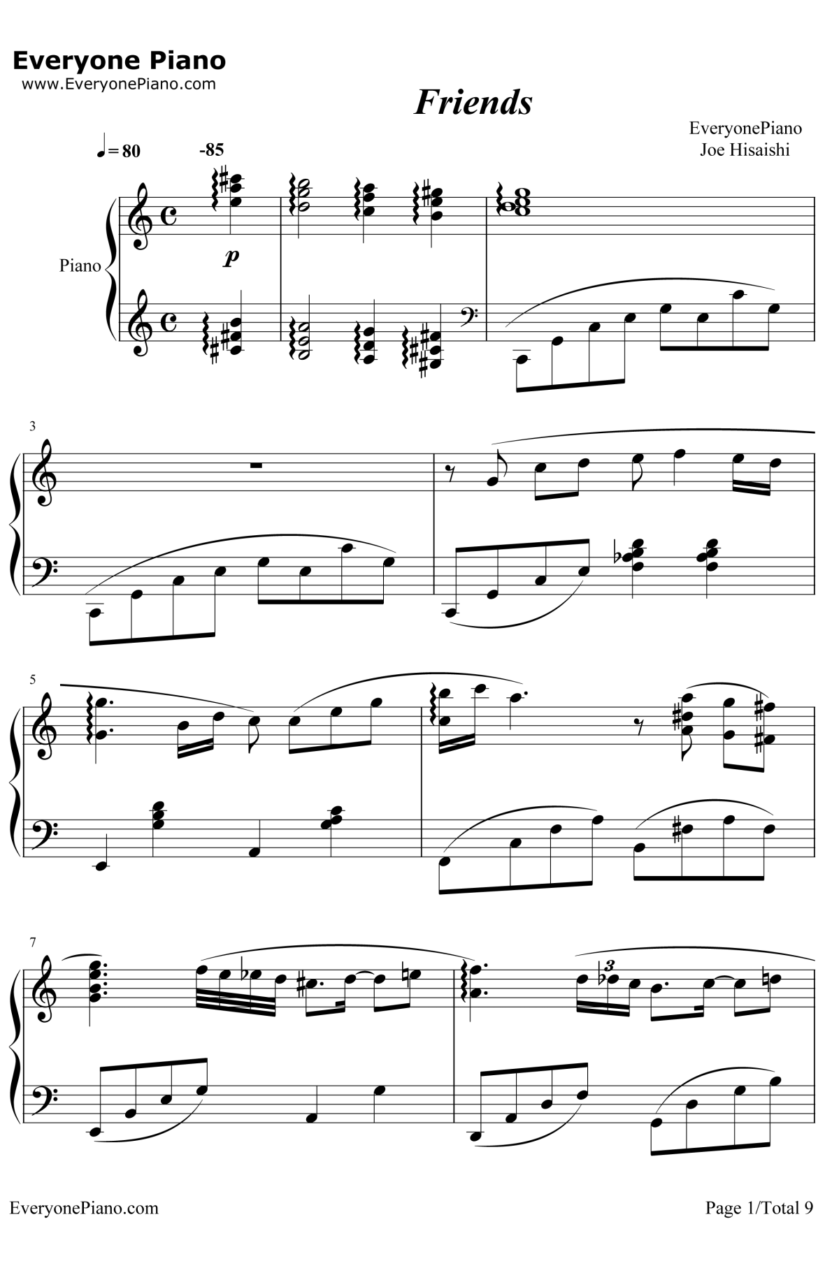 Friends钢琴谱 -久石让1