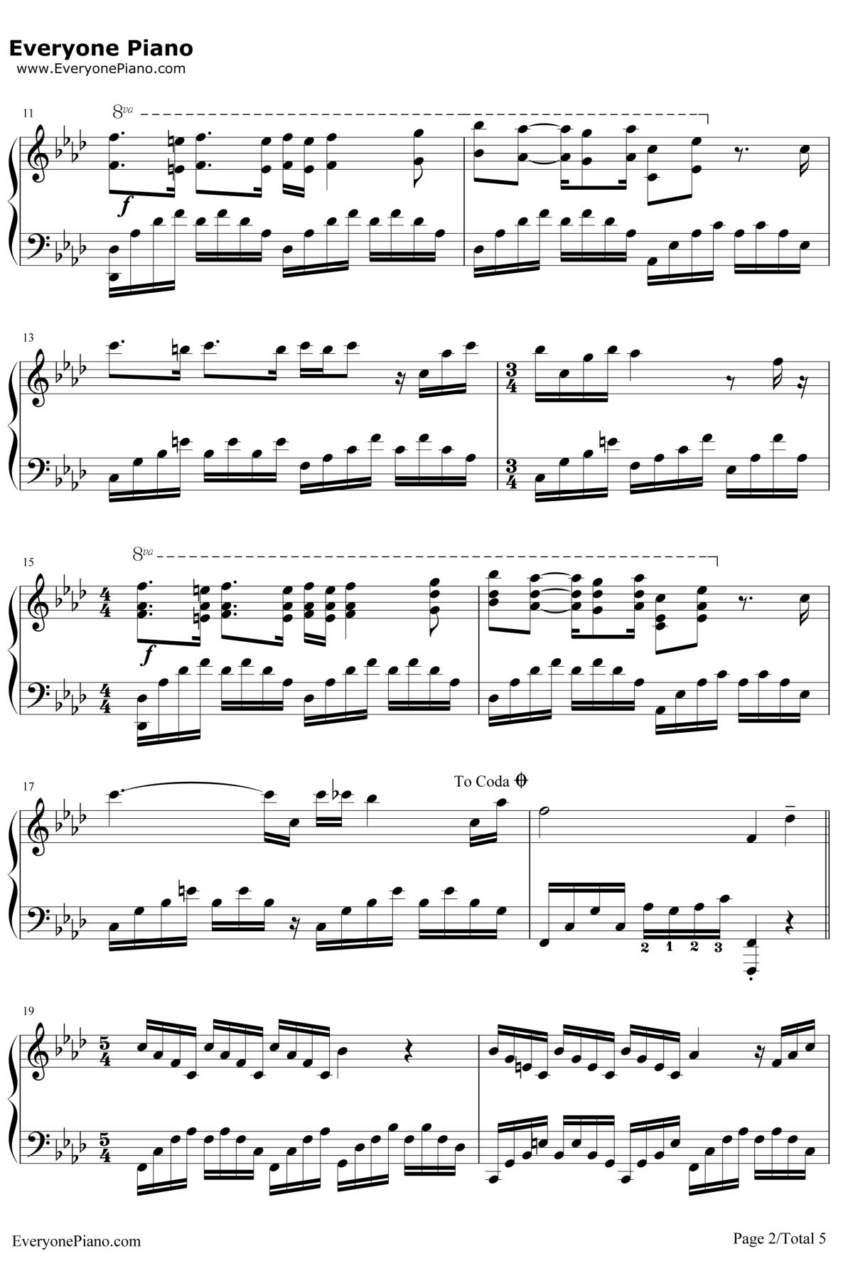 爱莲娜钢琴谱-克莱德曼2