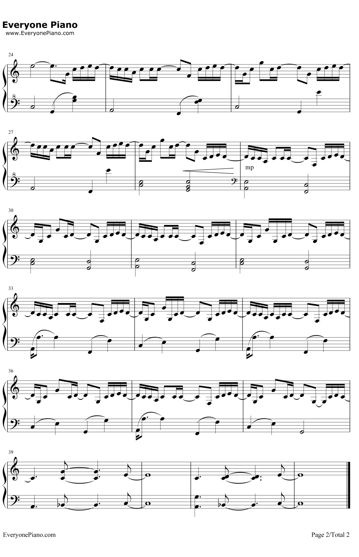 かたわれ時钢琴谱-RADWIMPS-电影《你的名字》OST2