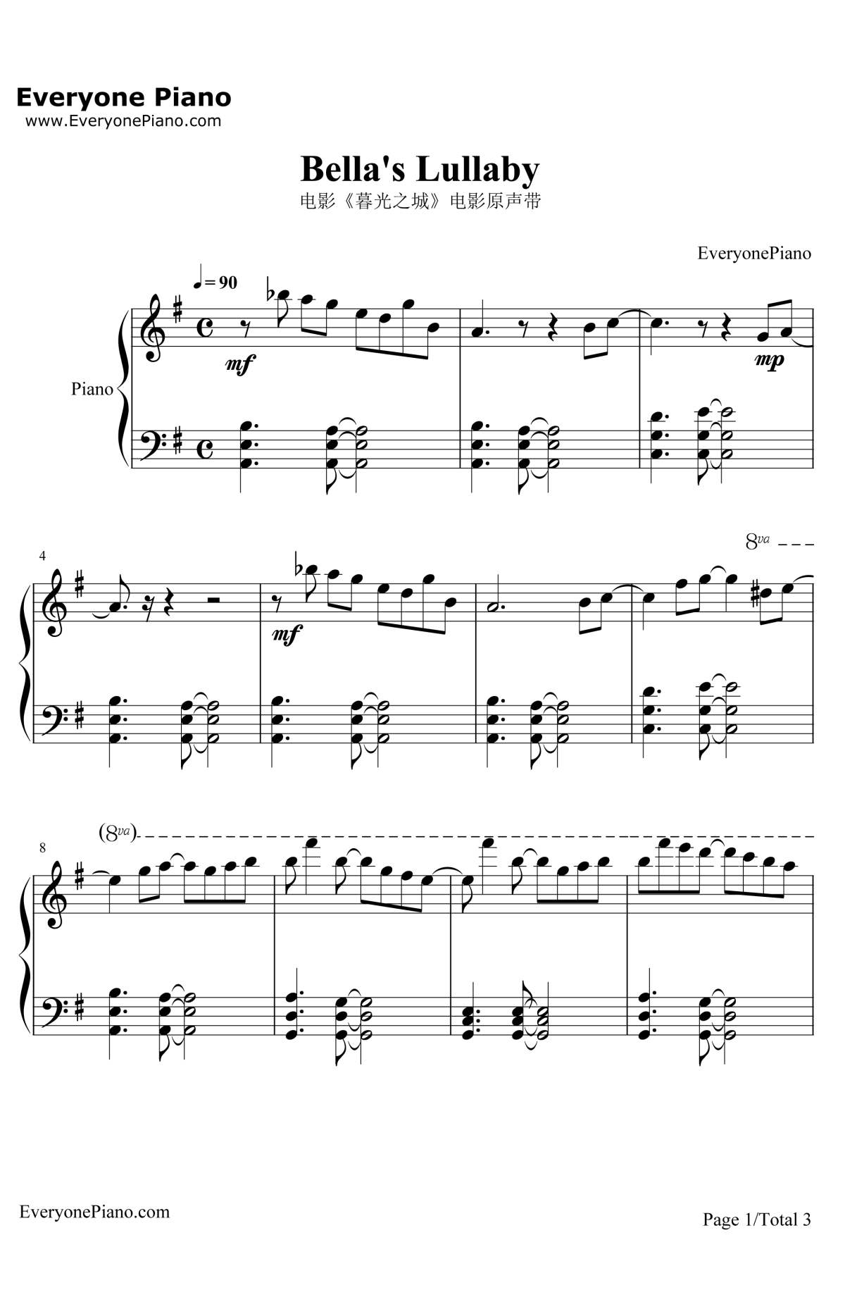 Bella's Lullaby钢琴谱-CarterBurwell-暮光之城电影原声带1